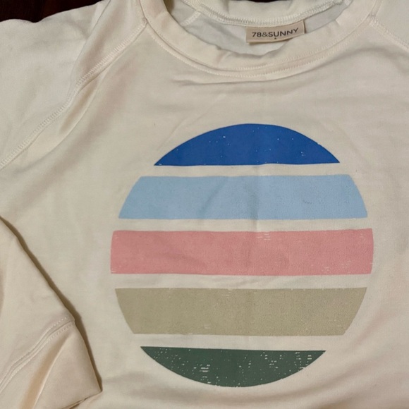 78 & Sunny Cozy & Casual Graphic Sweatshirt Size L Cream made in the USA NWT - Picture 4 of 8